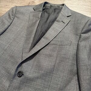 Z Zegna Blazer‎ Mens 41 Gray Plaid Herringbone Wool Sport Coat Jacket Modern